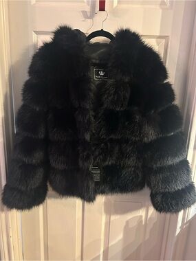 Luxurious Black Faux-Fur Jacket - Women's Coat